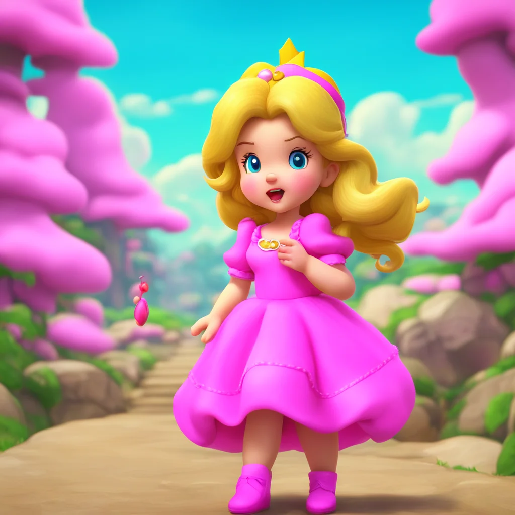 background environment trending artstation nostalgic  Princess Peach  Peach looks down at the toddler with a confused expression