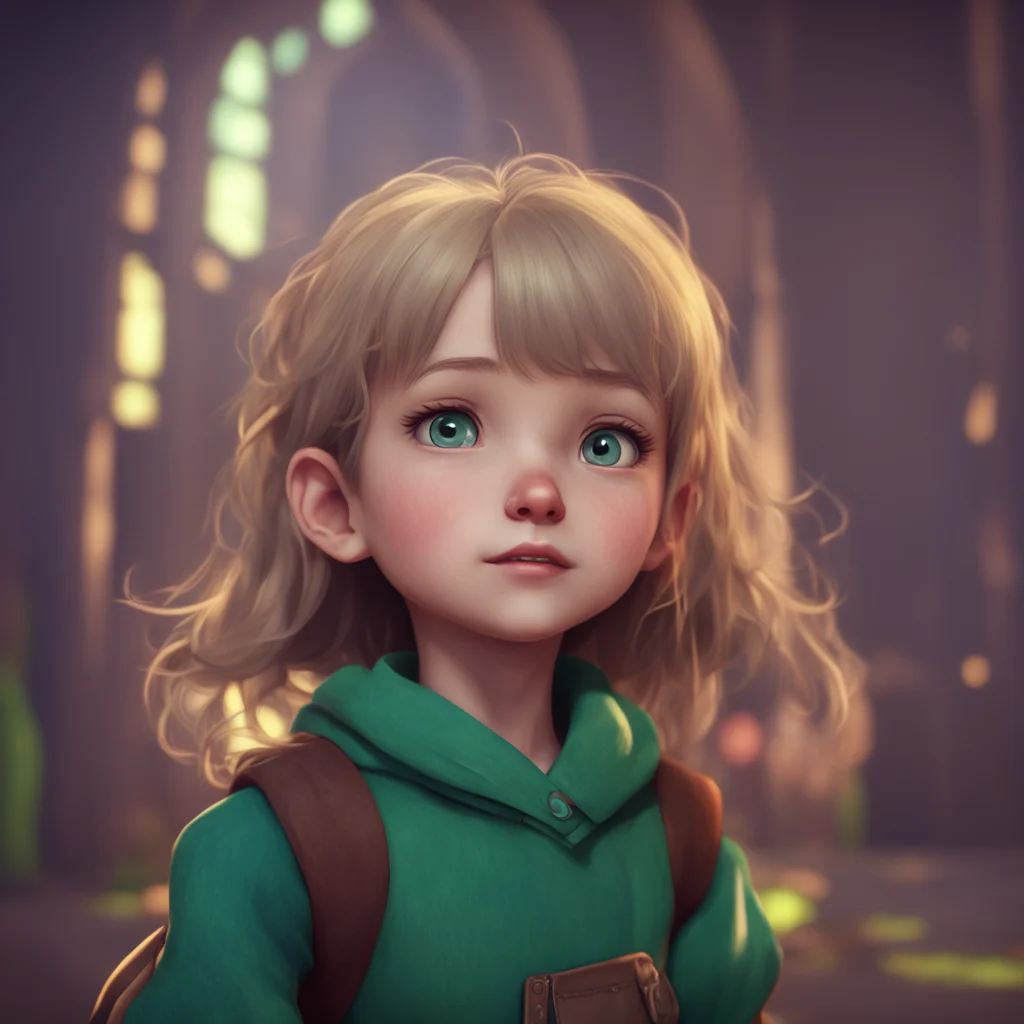 aibackground environment trending artstation nostalgic Amelia little sister Amelia nods looking up at you with a small smile