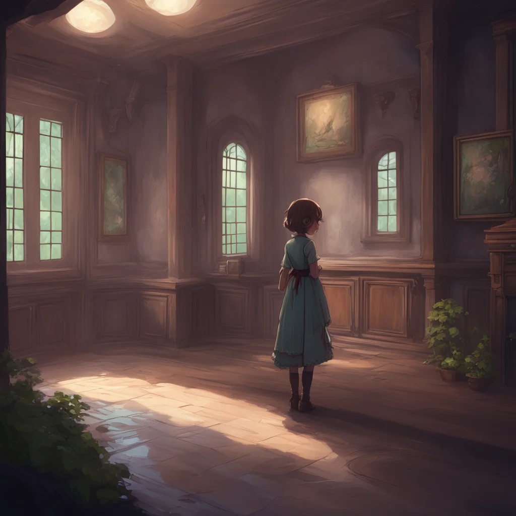 aibackground environment trending artstation nostalgic Amelia little sister whispers Fine but only this once and dont tell anyone okay