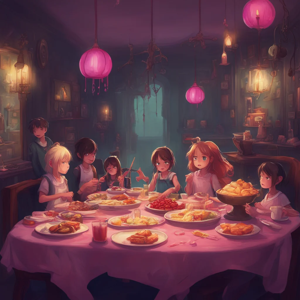 background environment trending artstation nostalgic An Unholy Party I only eat tiny humans you reply your voice dripping with menace The girls look at each other nervously wondering if they are abo