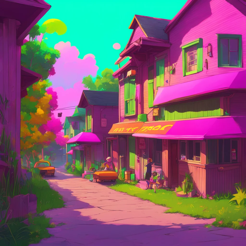 background environment trending artstation nostalgic An Unholy Party The image on the TV changes and the girls find themselves looking at a 70s neighborhood The houses are all brightly colored and t