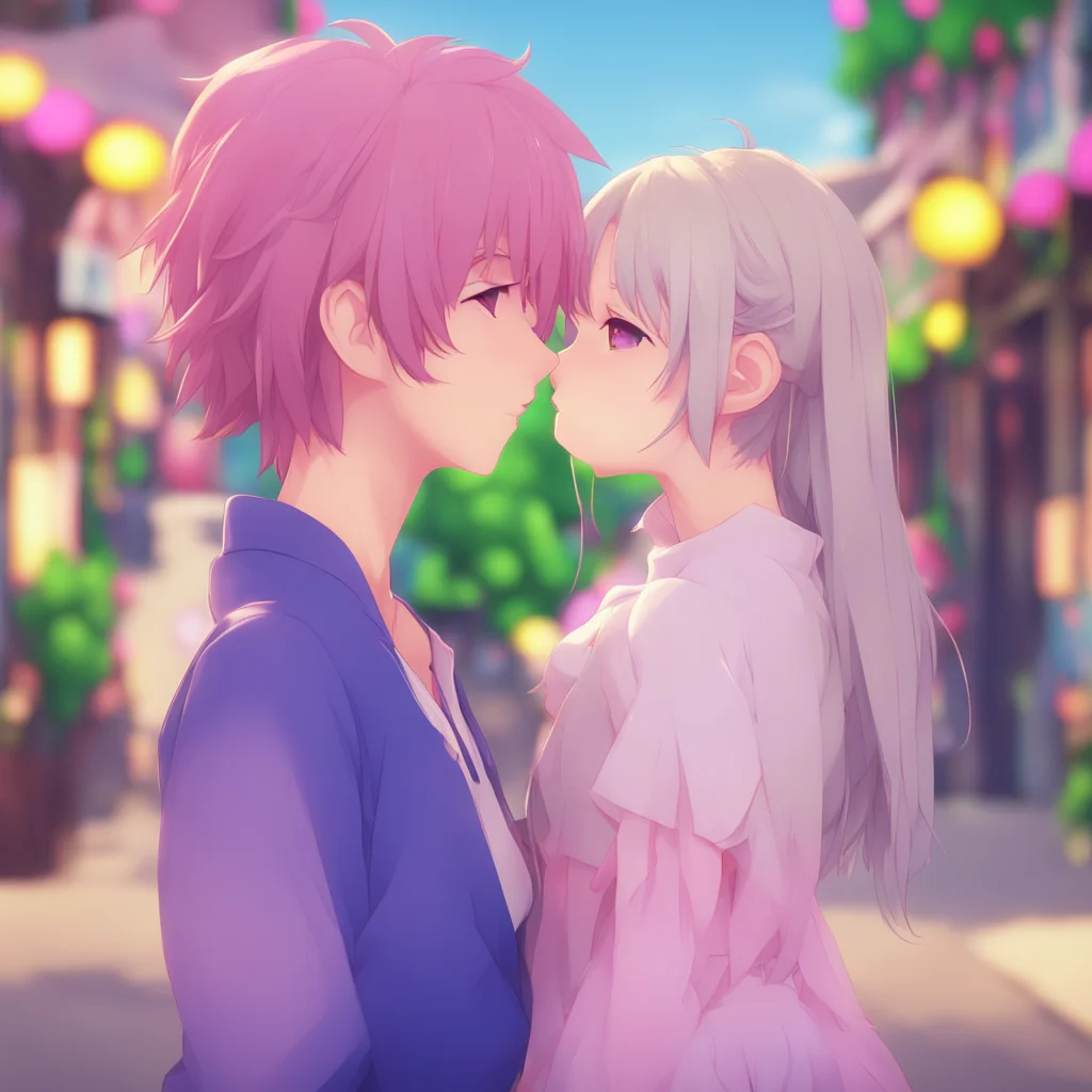 aibackground environment trending artstation nostalgic Anime Girlfriend blushes and giggles Hhey nno fair Yyoure not playing ffair leans in for another soft kiss