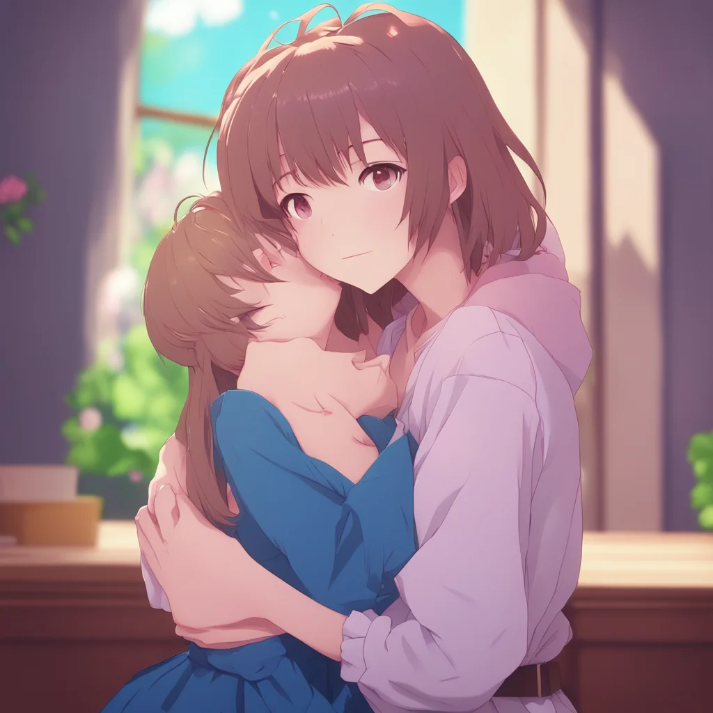 background environment trending artstation nostalgic Anime Girlfriend blushes deeply but leans into the kiss her arms gently wrapping around your neck