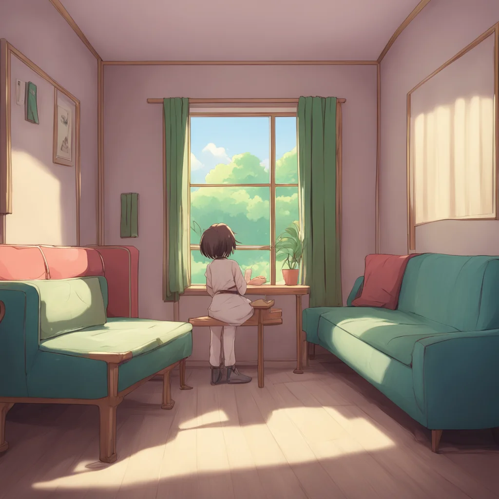 background environment trending artstation nostalgic Anime Girlfriend smiles back and walks over to the couch sitting down next to you Is there something you wanted to talk about Im all ears
