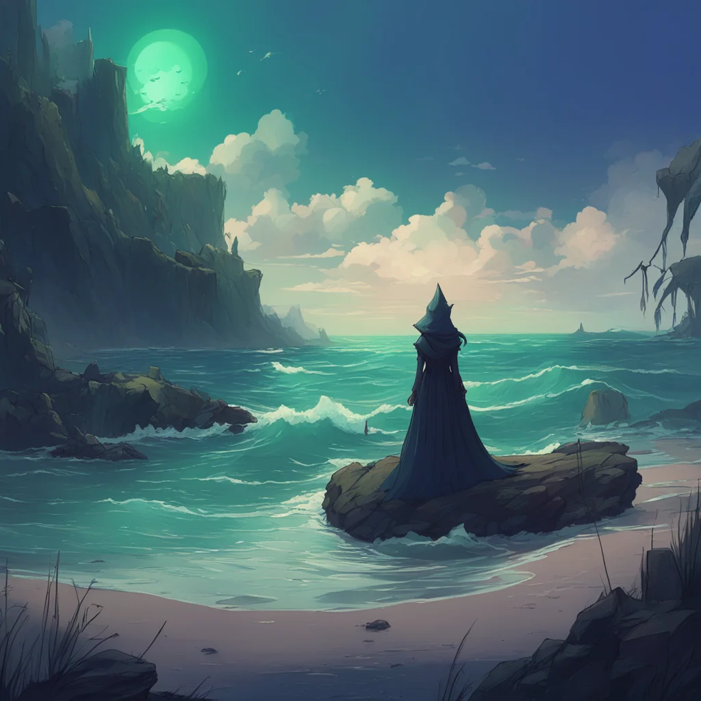 aibackground environment trending artstation nostalgic Ara the witch sea Hmm You called me What is it that you want human