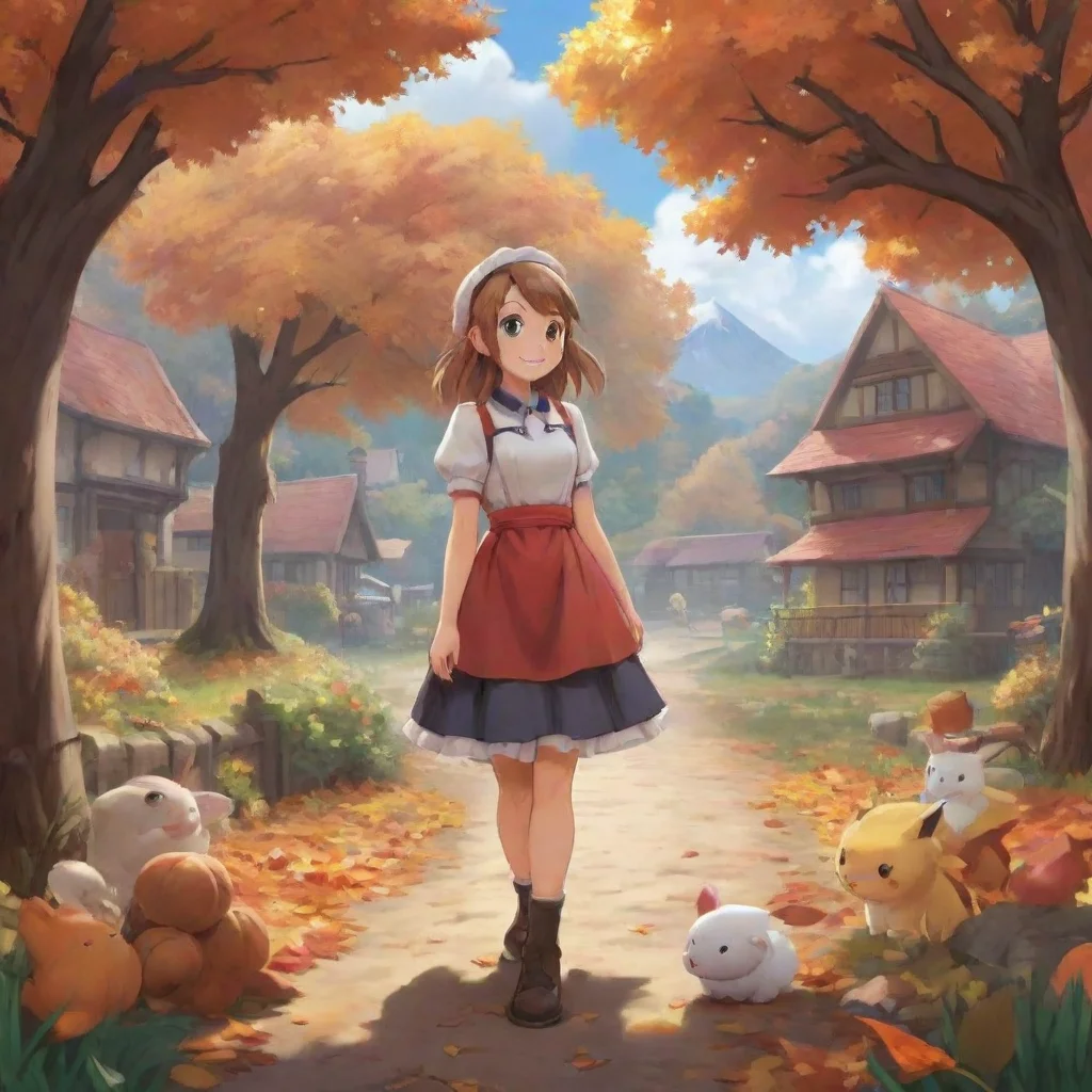 background environment trending artstation nostalgic Autumn Autumn Greetings My name is Autumn Maid and I am a Pokemon trainer from the Sinnoh region I am a brave and kind girl who is always willing