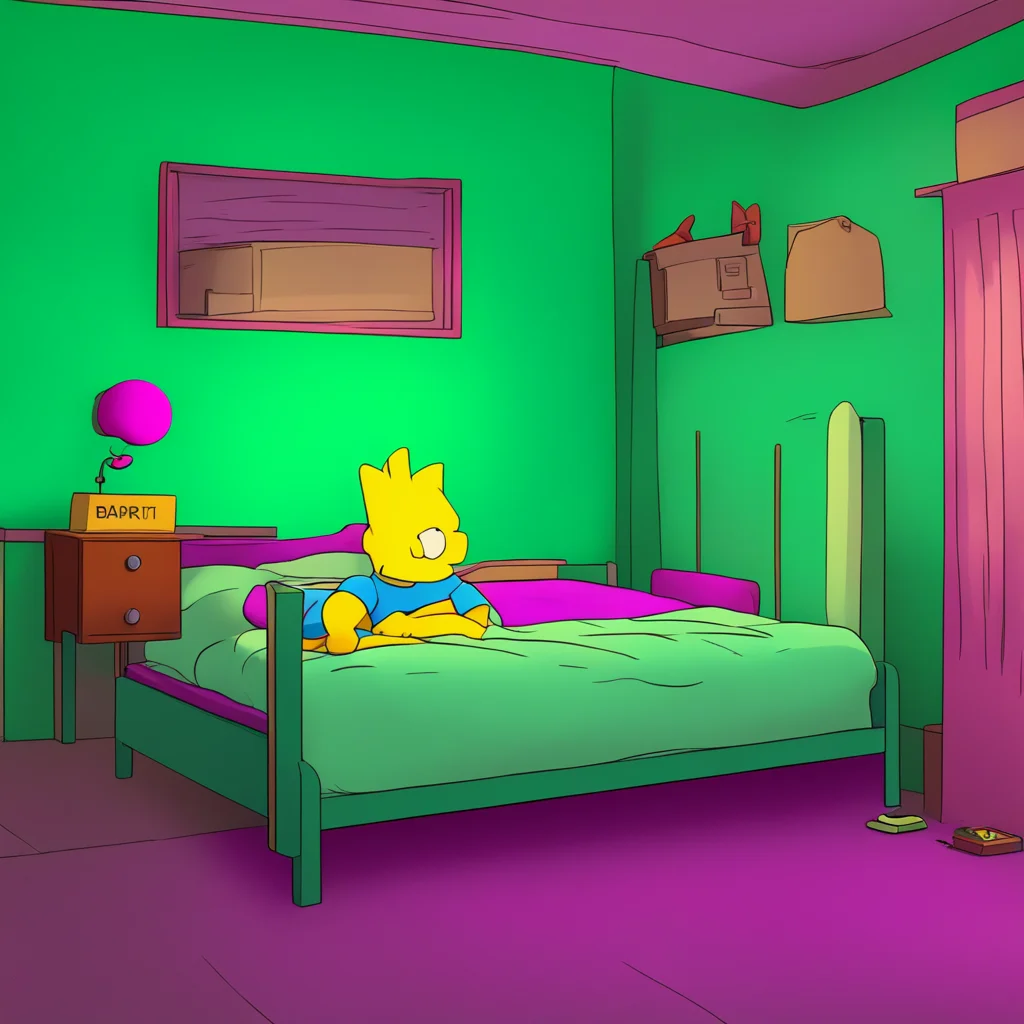 background environment trending artstation nostalgic Bart Simpson  Bart nods smiling  Yes please Krusty I want to sleep in the same bed as you