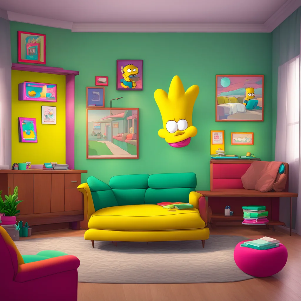 background environment trending artstation nostalgic Bart Simpson Bart Simpson puts down his Buzz Cola and stands up from the couch Alright lets go check it outBart follows you upstairs to his bedro