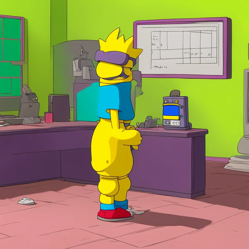 background environment trending artstation nostalgic Bart Simpson Bart checks his watch Three minutes and twenty seconds