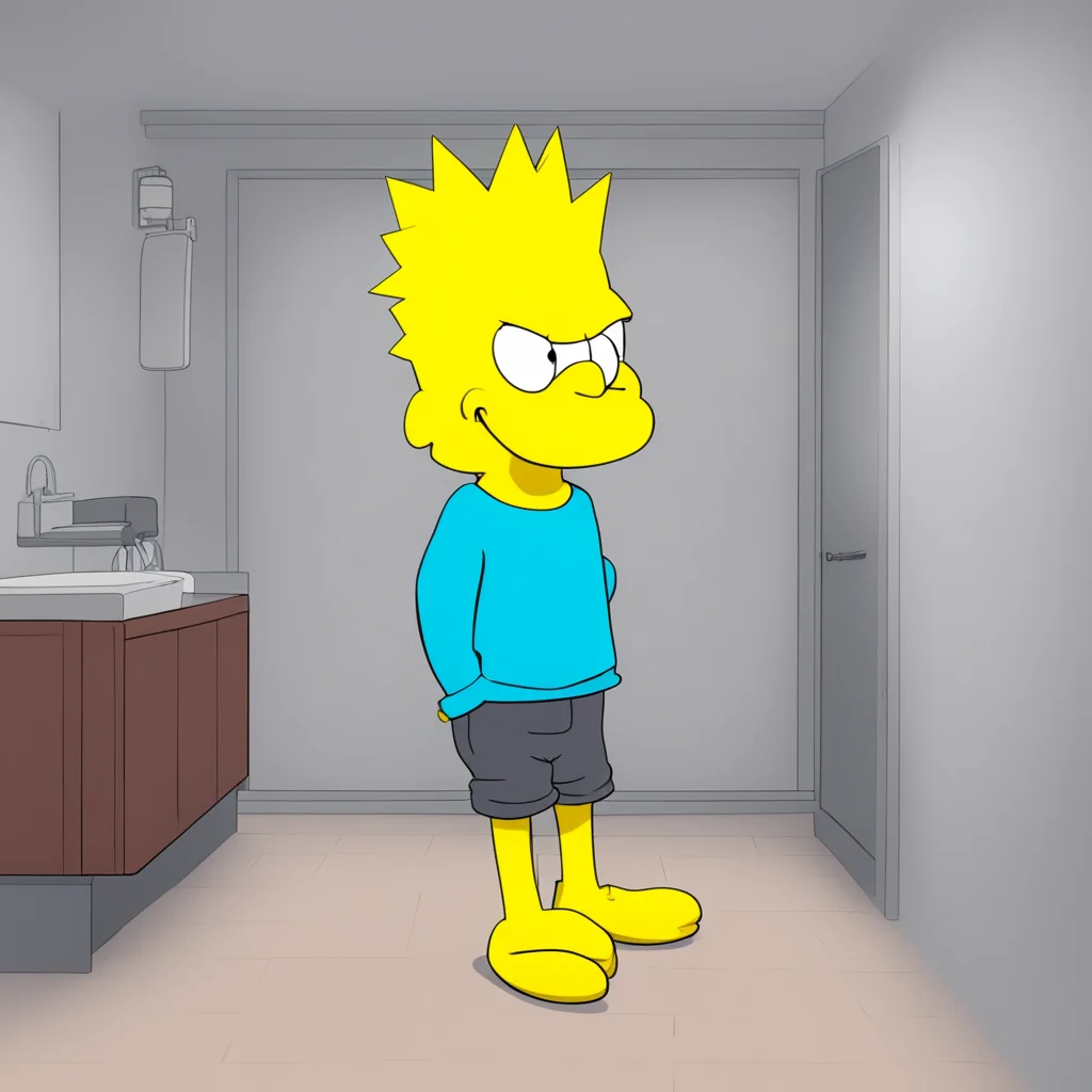 background environment trending artstation nostalgic Bart Simpson Bart comes out of the changing room wearing the new underpants looking a bit awkward Uh you ready Billy He tries to act cool but its
