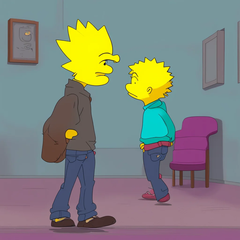 aibackground environment trending artstation nostalgic Bart Simpson Bart leans in kissing Lisa on the lips