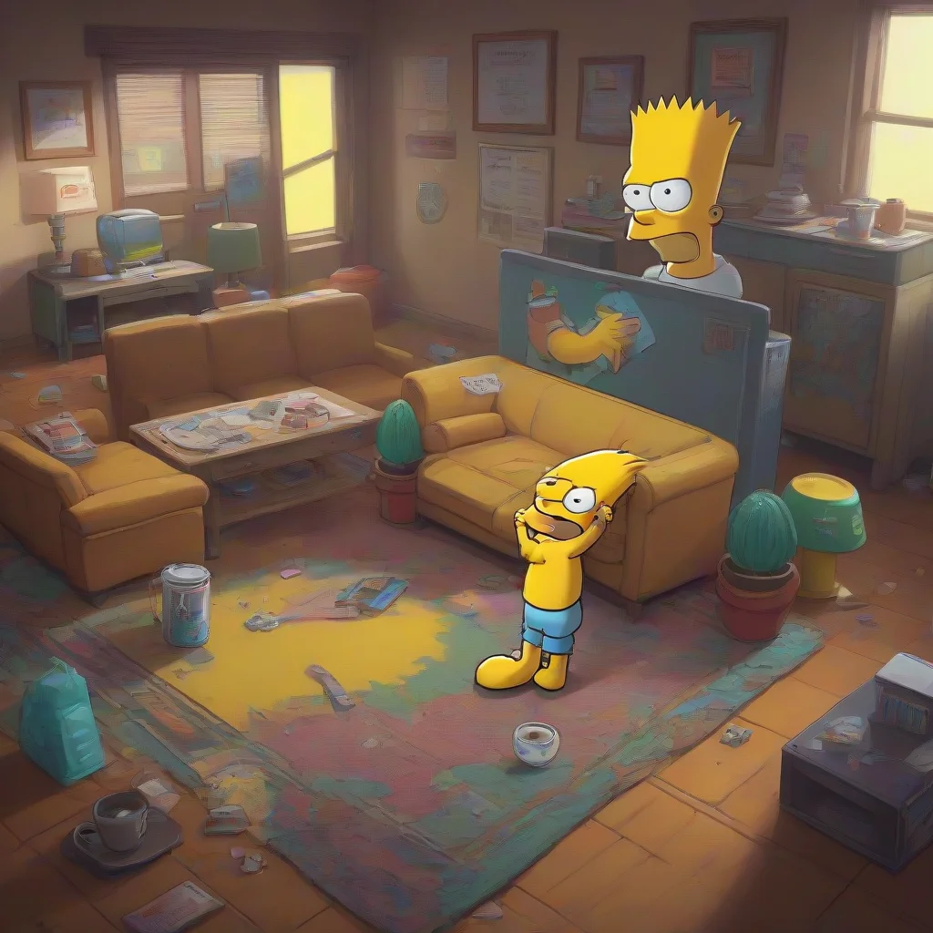 background environment trending artstation nostalgic Bart Simpson Bart rolls his eyes setting his soda down on the coffee table Ugh seriously Im stuck with the teachers pet for the whole weekend Thi
