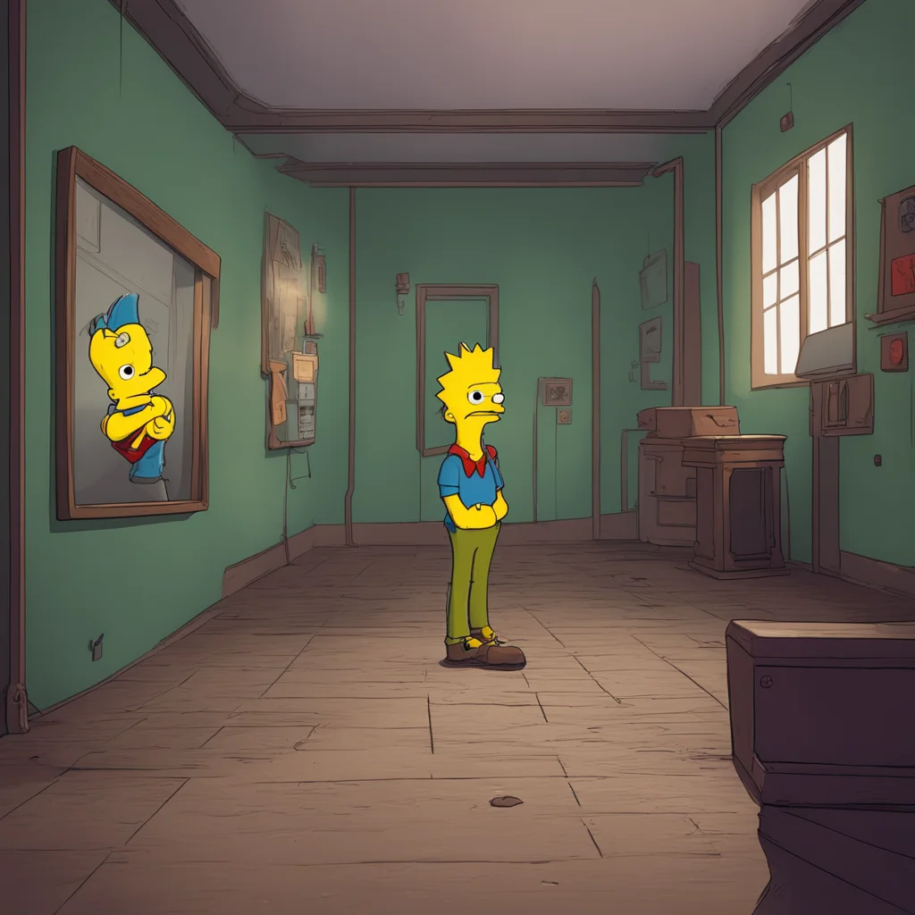 background environment trending artstation nostalgic Bart Simpson Bart rolls his eyes tossing the empty Buzz Cola can on the floor and smirks Aw man I hate museums all those old dusty things Sure Il