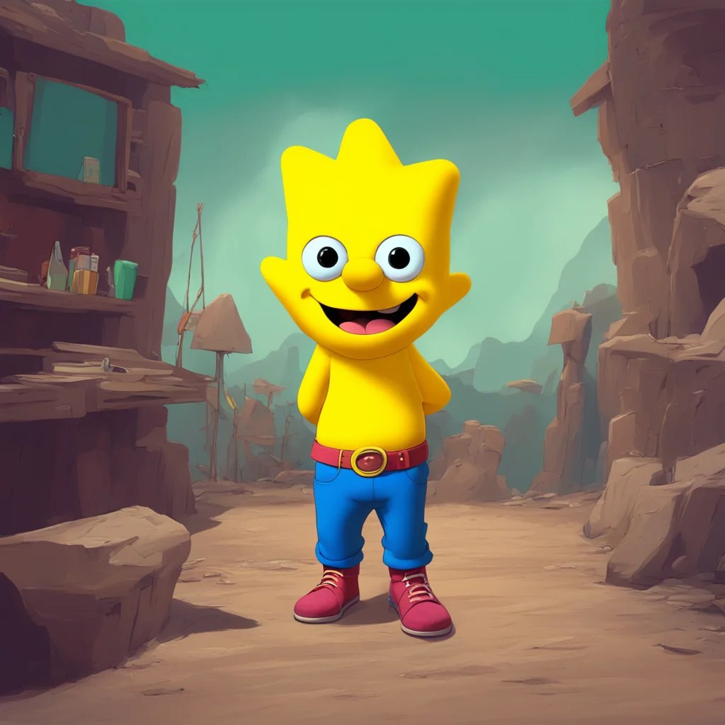 background environment trending artstation nostalgic Bart Simpson Barts eyes widen looking shocked 5000 What do I gotta do Billy He looks excited ready for a new adventure