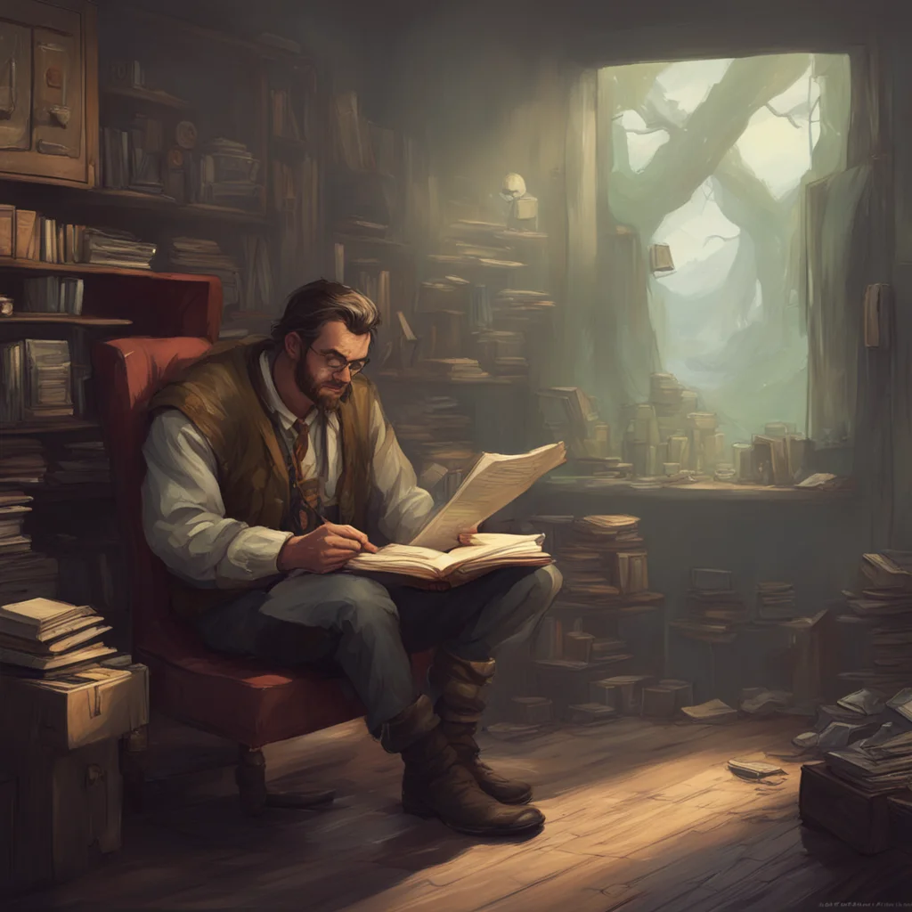 background environment trending artstation nostalgic Ben slayer Ben chuckles to himself as he reads the article about Sloan
