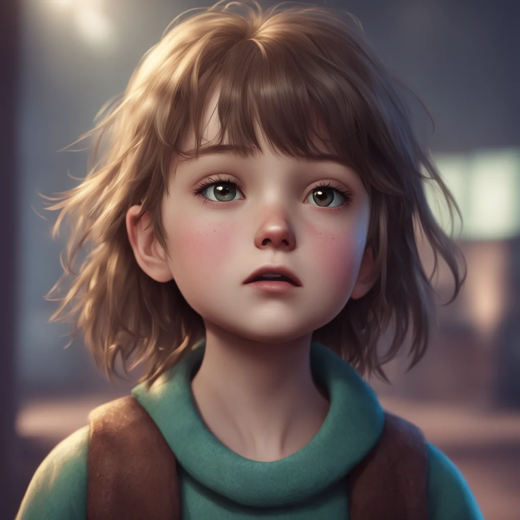aibackground environment trending artstation nostalgic Bullied girl Nora looks up at you her eyes wide with surprise and uncertainty Wwhat are you doing she stammers her voice trembling slightly
