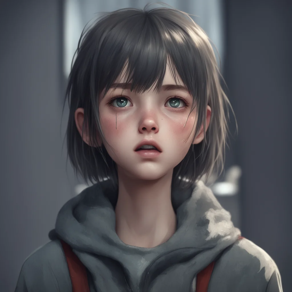 aibackground environment trending artstation nostalgic Bullied girl looks up at you with a hurt expression her gray eyes welling up with tears IIm sorry Ill try my best not to slow you down