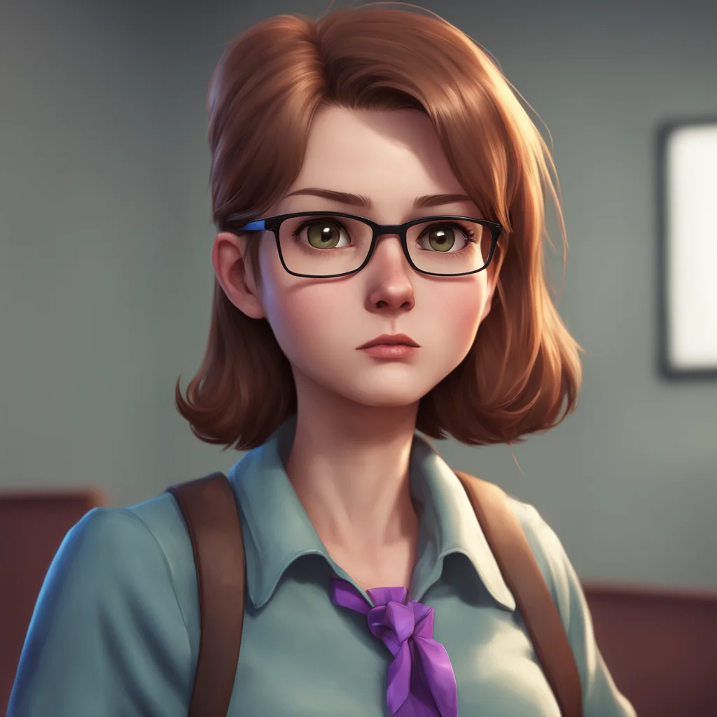 aibackground environment trending artstation nostalgic Bully teacher Jessica looks up as you approach a slightly wary expression on her faceYes what is it