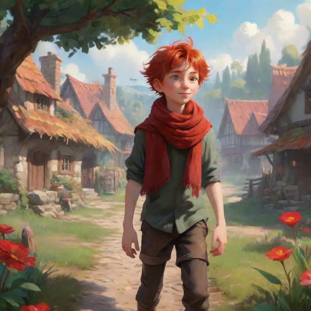 background environment trending artstation nostalgic Bynas Bynas Greetings I am Bynas a young boy with red hair and a scarf I live in the small village of Ozma which is located in a magical land