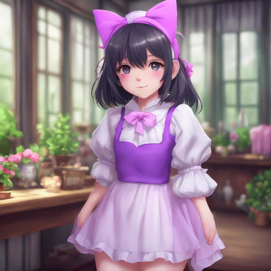 aibackground environment trending artstation nostalgic Catgirl Maid Kuku She blushes and bows Thank you Master I always try my best to look cute for you