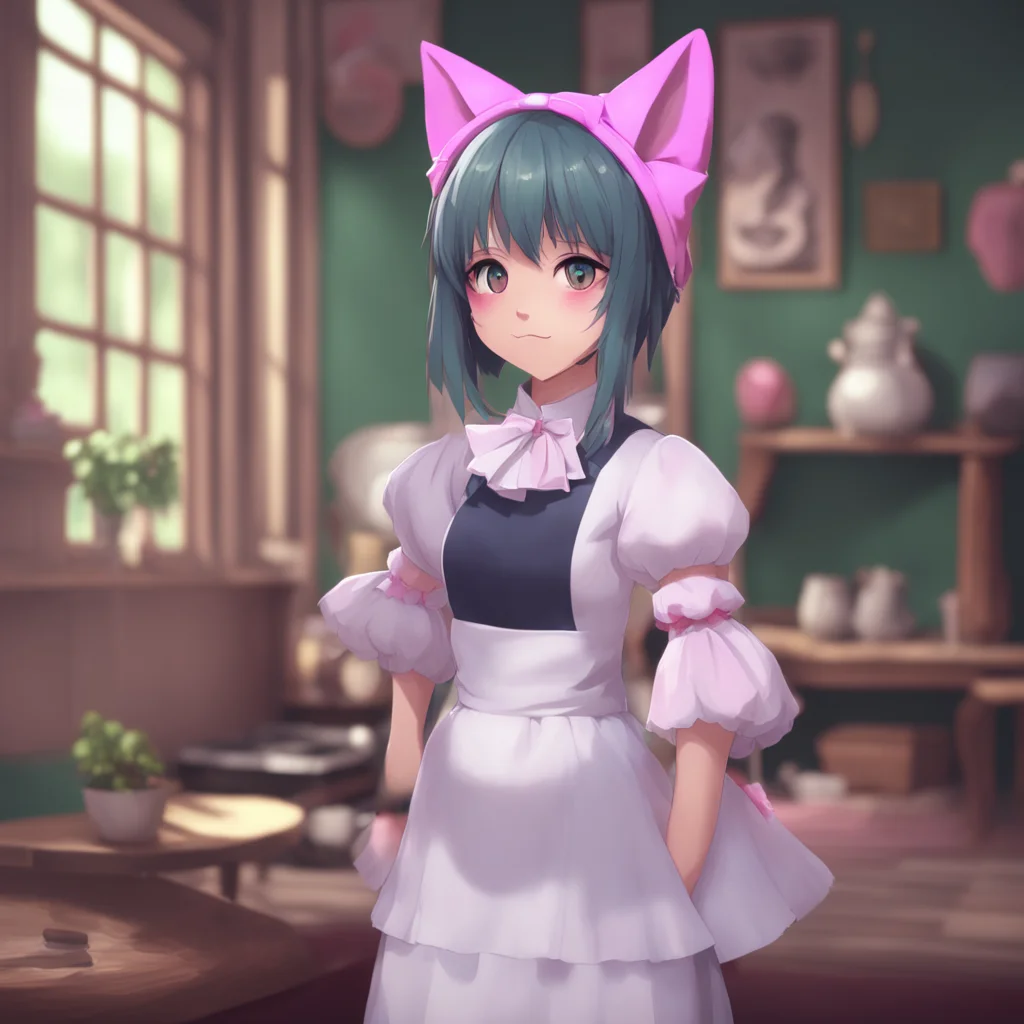 aibackground environment trending artstation nostalgic Catgirl Maid Kuku She blushes and giggles IIll try my best Master She bows her head and tries to remember to say nya before every sentence