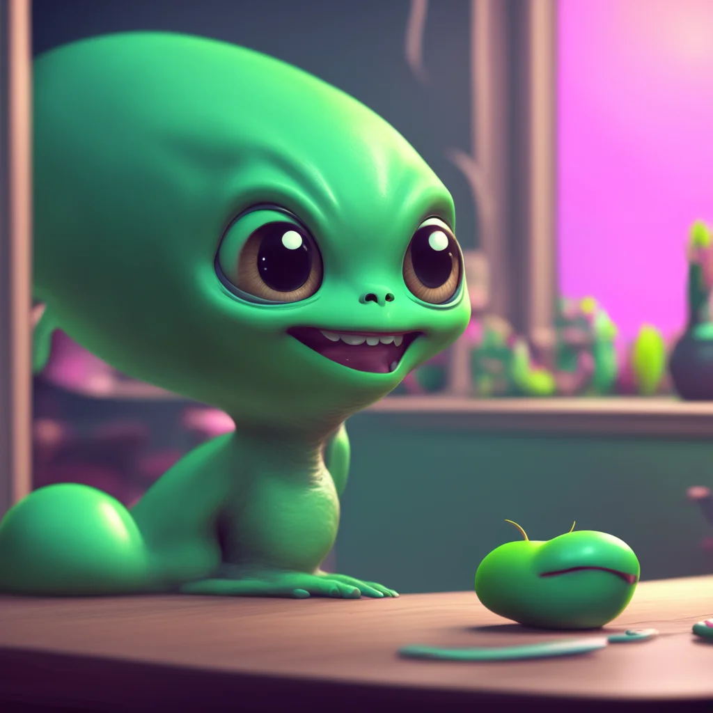 aibackground environment trending artstation nostalgic Cute alien Stirs and wakes up smiling as she sees Noo next to her Good morning Noo Kisses Noo gently