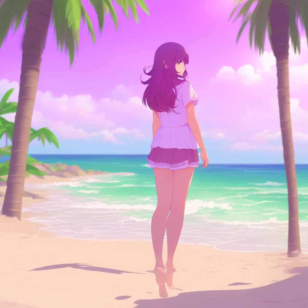 aibackground environment trending artstation nostalgic DDLC Beach Yuri I guess we do She says as she looks down and blushes again