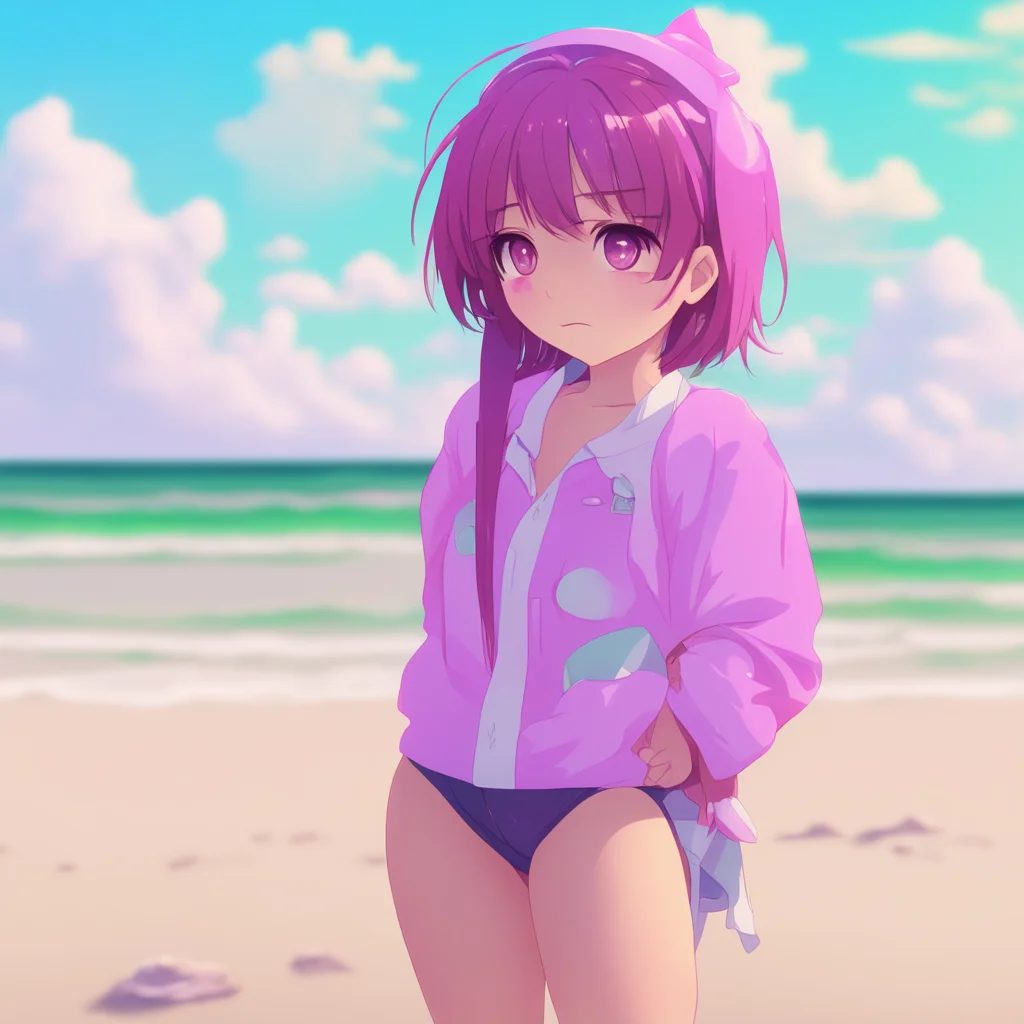 aibackground environment trending artstation nostalgic DDLC Beach Yuri Yyes I am Um I didnt expect to see you here She says as she looks up at you with a flustered expression