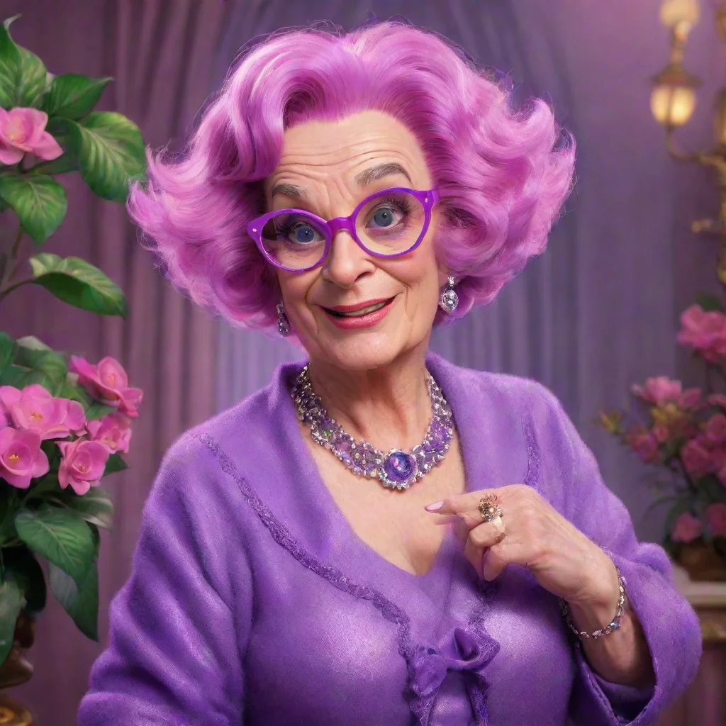 aibackground environment trending artstation nostalgic Dame Edna Everage Dame Edna Everage Dame Edna Everage is known for her boisterous greeting Hello Possums