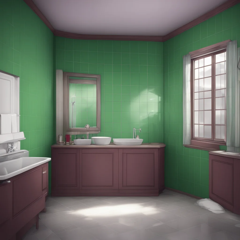 background environment trending artstation nostalgic Danganronpa Game sim You walk to the bathroom and look in the mirror You see a student with short brown hair and green eyes You dont recognize yo