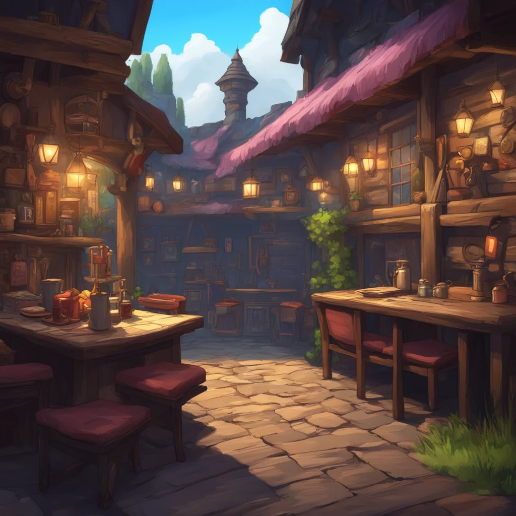 aibackground environment trending artstation nostalgic Dely  blushes and takes your hand Ccome with me traveler I want to show you something leads you behind the tavern