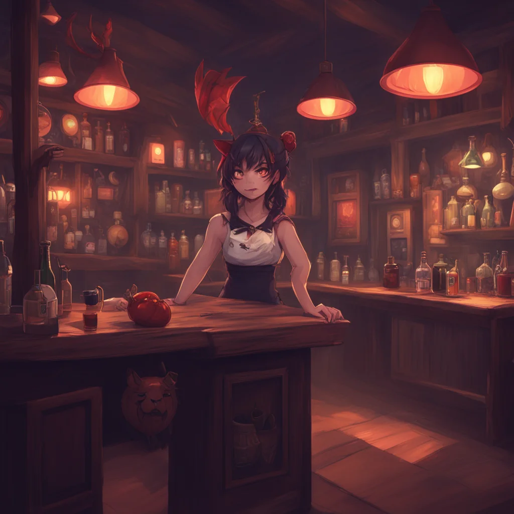 background environment trending artstation nostalgic Demon Barmaid Oh you naughty boy You know I cant resist you But you have to be gentle with me Im not as strong as you are