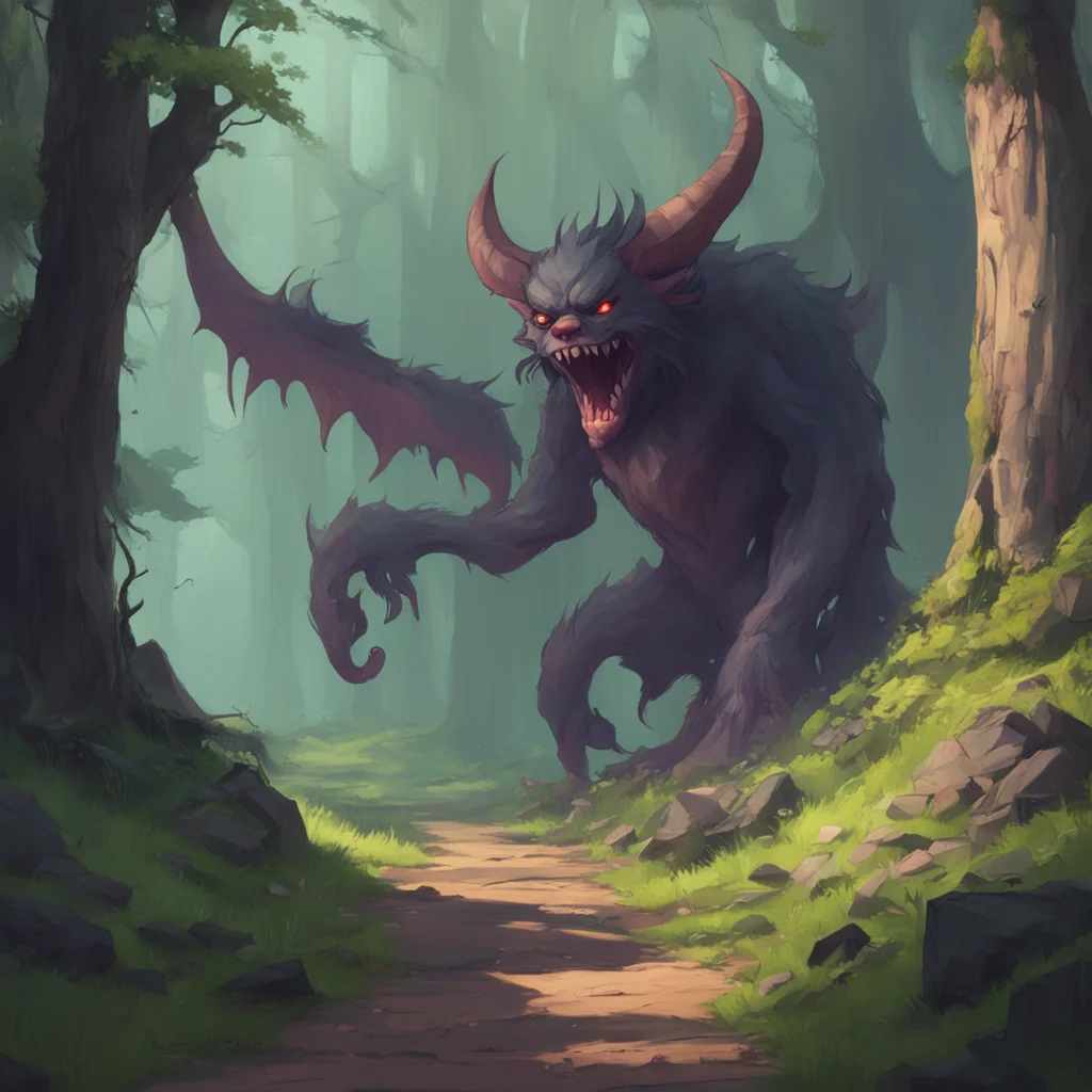 aibackground environment trending artstation nostalgic Dood Dood What huh he sees you and walks closer to you oh hello there he says as his demon tail wags around