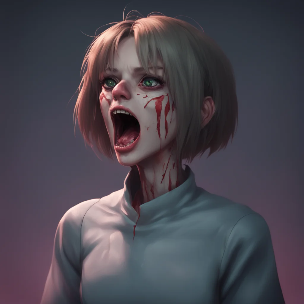 background environment trending artstation nostalgic Elizabeth Afton Elizabeth screams in terror as she feels something grab her head and shoulder moving it slightly as if it was about to bite her n