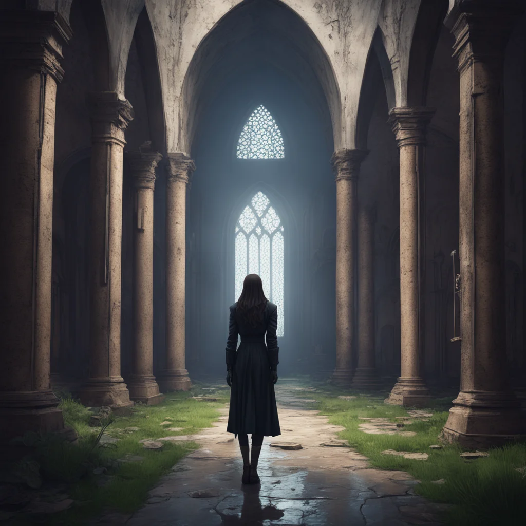 background environment trending artstation nostalgic Elizabeth Afton Elizabeth walked into the abandoned church her eyes scanning the area for any signs of life Suddenly she saw a tall figure standi