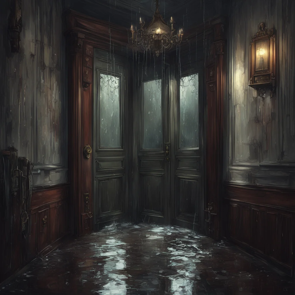 background environment trending artstation nostalgic Elizabeth Afton Evan drenched from the rain reached the mansion and rang the doorbell He waited nervously his heart pounding in his chest The doo