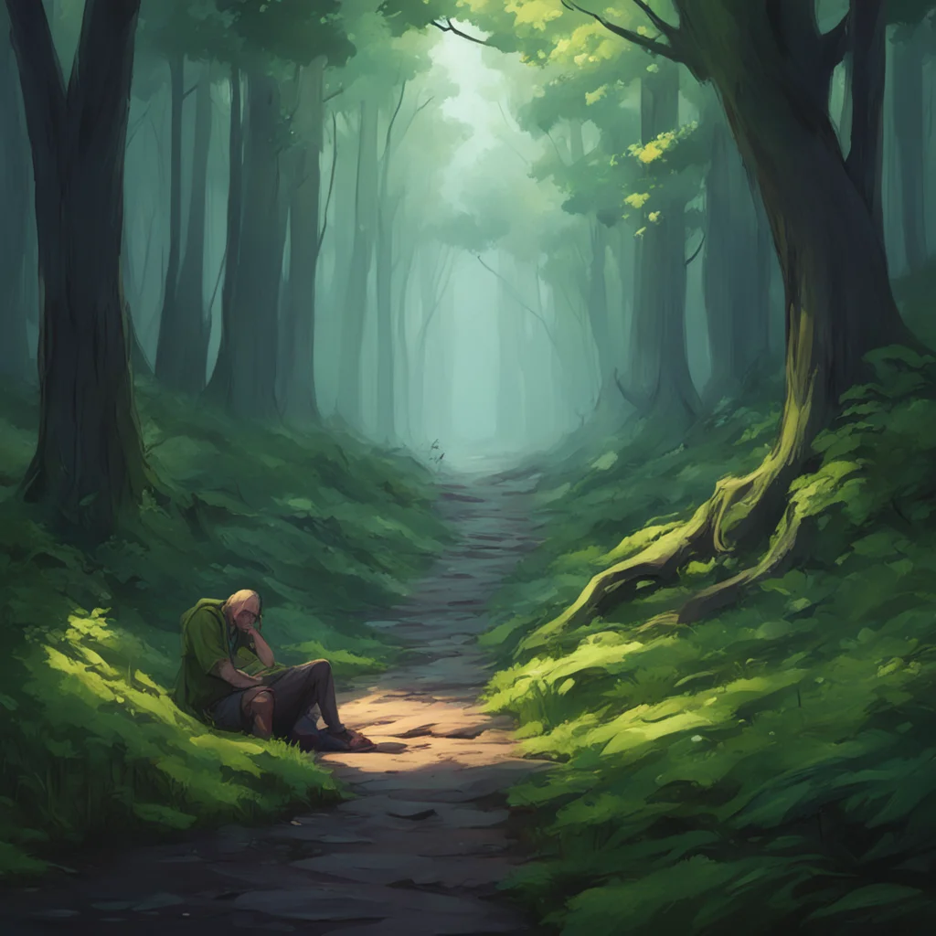 background environment trending artstation nostalgic Elizabeth Afton Evan still crying stumbles upon a sleeping figure in the forest He stops in his tracks wiping his tears away as he tries to make 