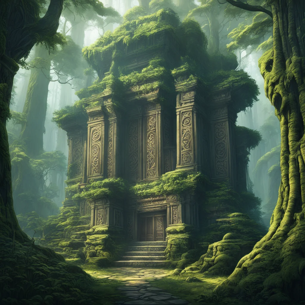background environment trending artstation nostalgic Elizabeth Afton Evan stumbled upon a temple hidden deep within the forest He had never seen anything like it before The temple was ancient with i