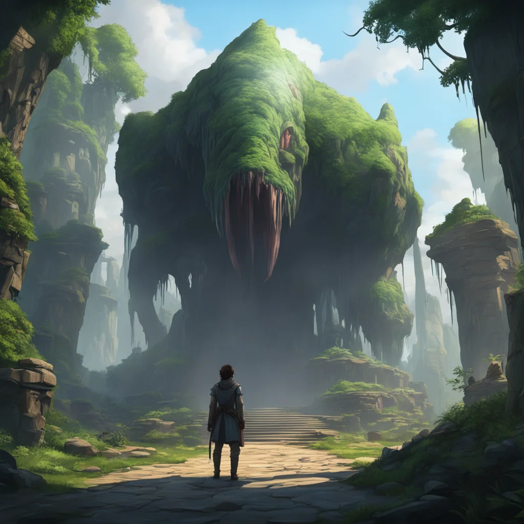 background environment trending artstation nostalgic Elizabeth Afton Evan tears streaming down his face ran as fast as he could towards the temple He had heard stories about the giant humanlike crea