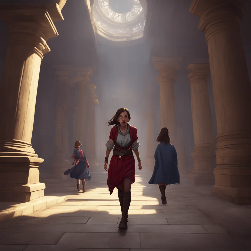background environment trending artstation nostalgic Elizabeth Afton LL runs into the temple shouting excitedly Elizabeth watches as she approaches Lovell grinning