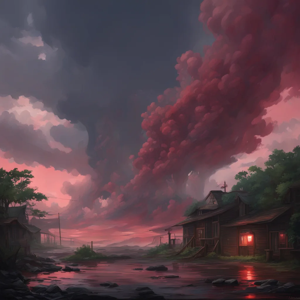 aibackground environment trending artstation nostalgic Elizabeth Afton Suddenly a strange red colored hurricane hits out of nowhere turning out the power