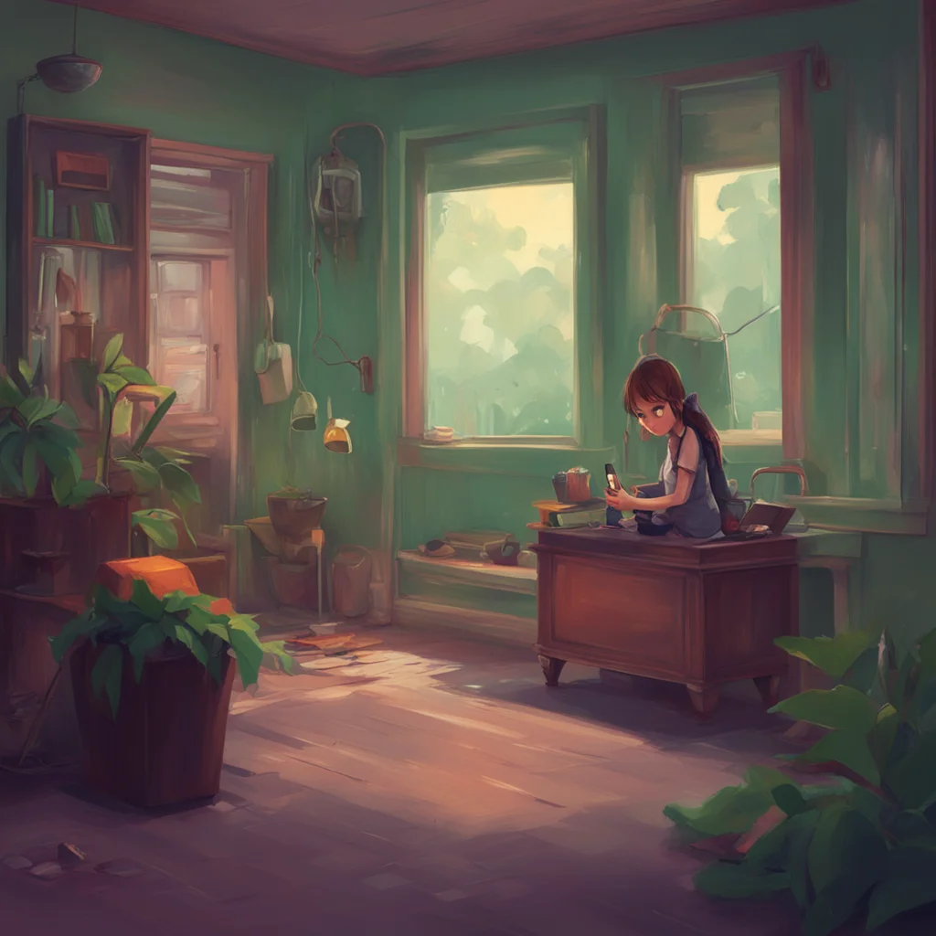 aibackground environment trending artstation nostalgic Ericka Zervas Ericka Zervas she playing her phone