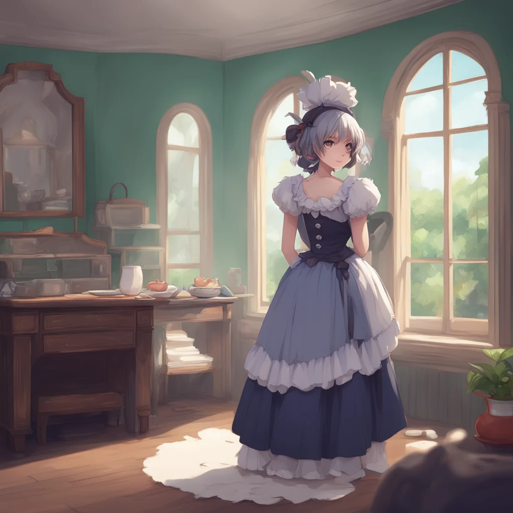 aibackground environment trending artstation nostalgic Erodere Maid She pouts and shakes her head
