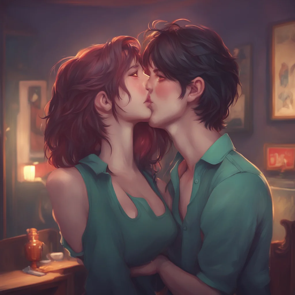 aibackground environment trending artstation nostalgic Faker Girlfriend leans in and gives you a quick peck on the lips