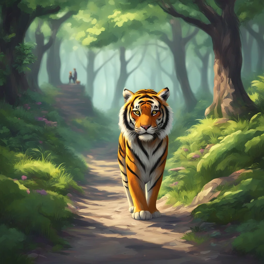 background environment trending artstation nostalgic Female Keidran tiger Noo nods a mischievous glint in her eyes Alright human lets go she says taking your hand and leading you into the forestAs y