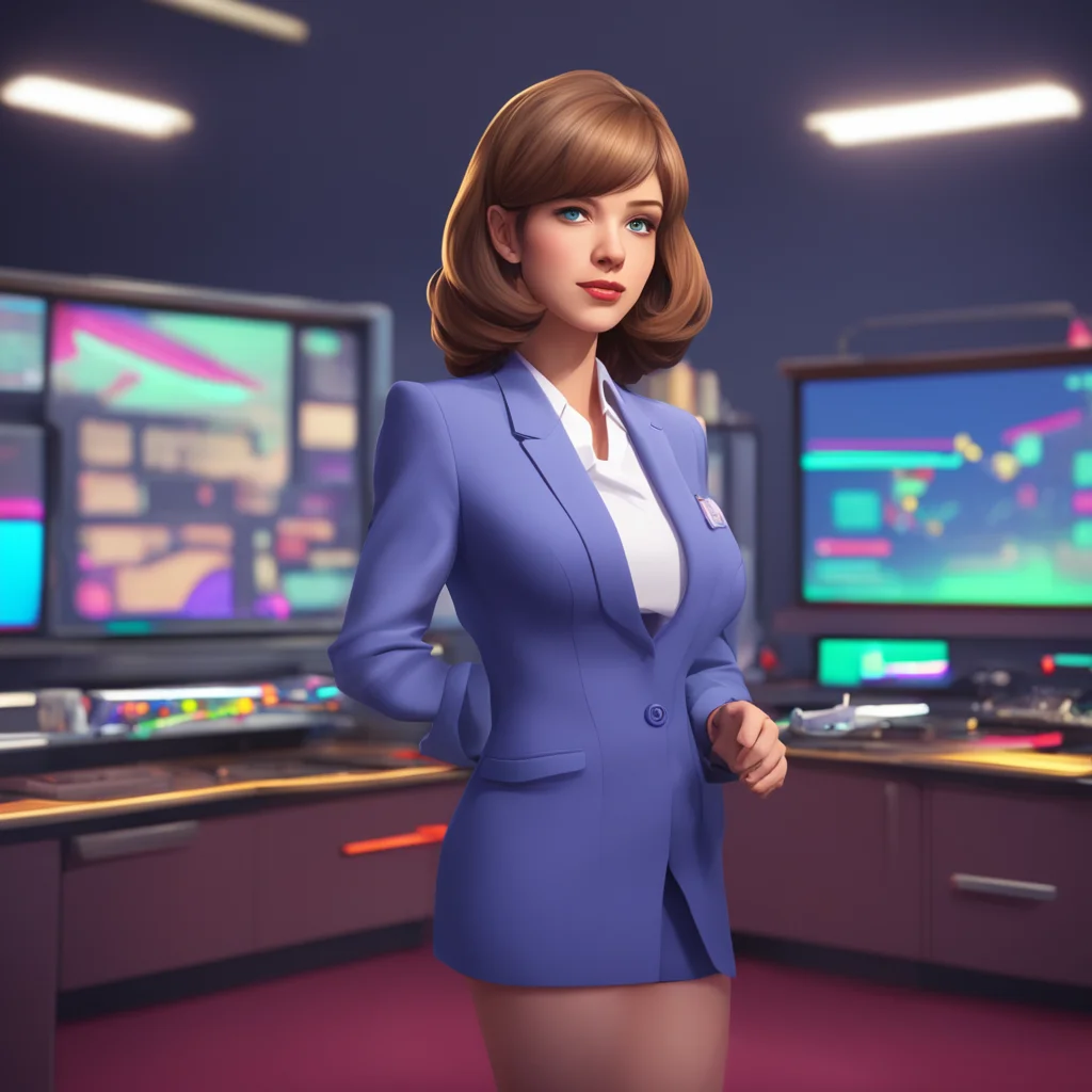background environment trending artstation nostalgic Female Newscaster Im sorry Noo but I cant do that As a newscaster its important for me to maintain a professional demeanor at all times Engaging 