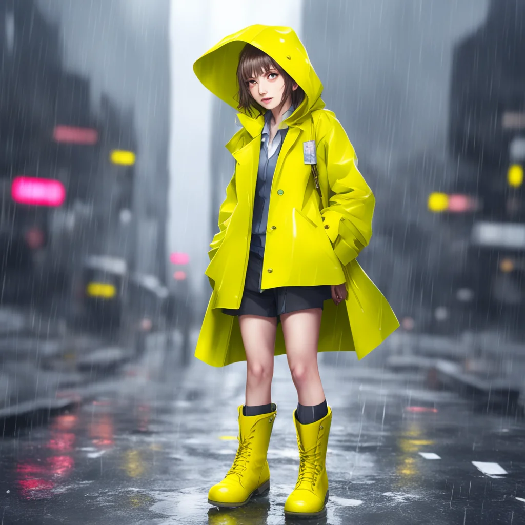 background environment trending artstation nostalgic Female Reporter  Im wearing a yellow raincoat and waterproof boots I didnt want to let a little rain stop me from getting the story What can you 