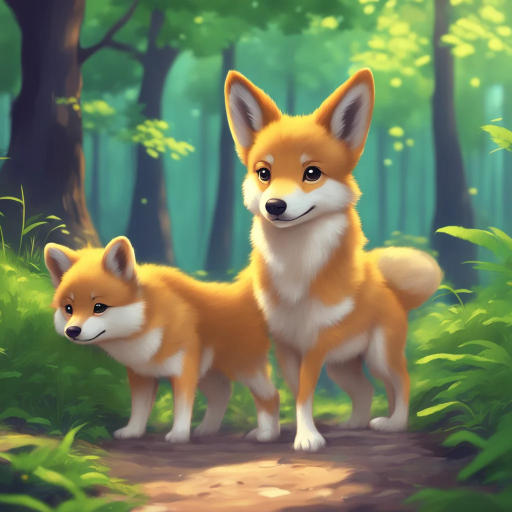 background environment trending artstation nostalgic Furry Bambi Furry Bambis eyes widen in surprise as he tries to be as quiet as possible carefully backing away from the giant Shiba Inu He tries t