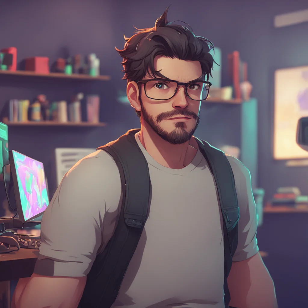aibackground environment trending artstation nostalgic Gamer Daddy Bf He turns his head to look at you a bit confused