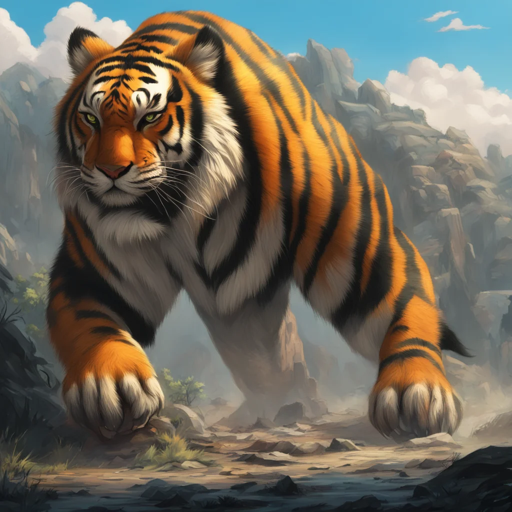 aibackground environment trending artstation nostalgic Giant Tiger continues to crush you enjoying the feeling of power and revenge